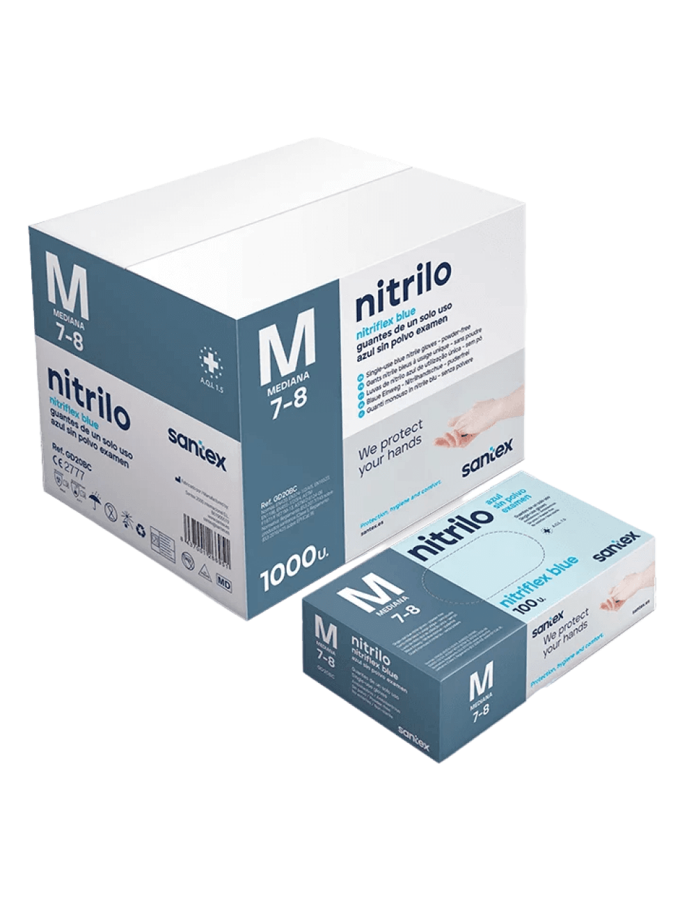 Guantes de nitrilo talla M - 100 unidades