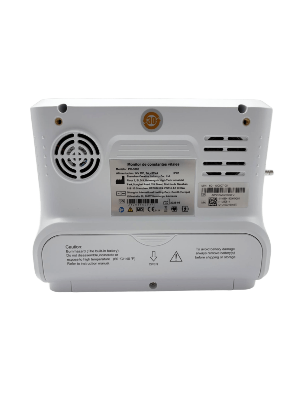 Monitor multiparamétrico PC-3000 portátil con ECG, SpO₂ y PANI adulto