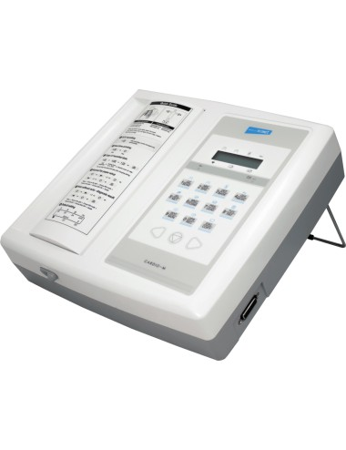 ECG de 12 canales que mide y graba el electrocardiograma del paciente.